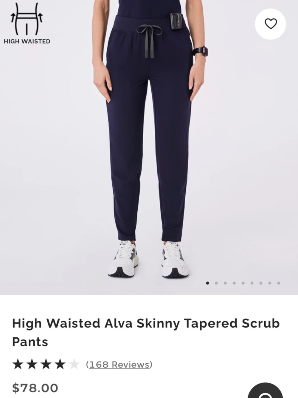 FIGS NEW High Waisted Alva Skinny Fit Tapered Pants Scrub Pant S Navy Blue - Picture 2 of 16